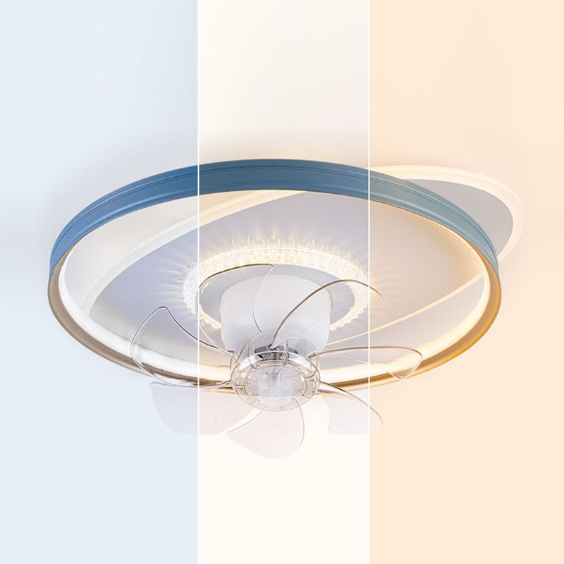 Round LED Ceiling Fan Light 1-Light Ceiling Mount Lamp with Acrylic Shade for Living Room