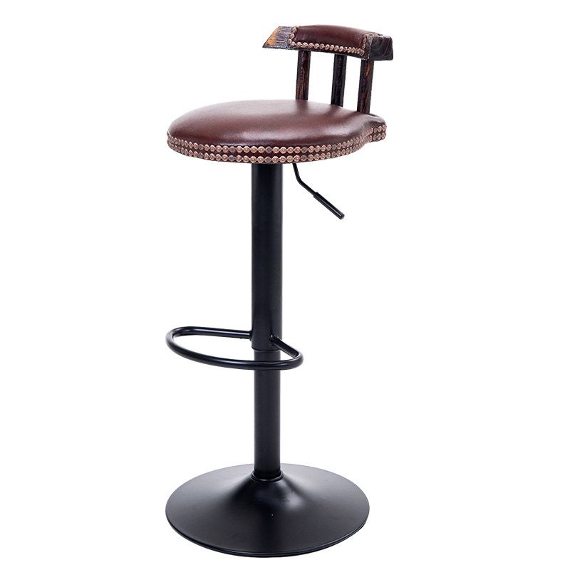 Industrial Leather Counter Height Stools Adjustable Height Bar Stool