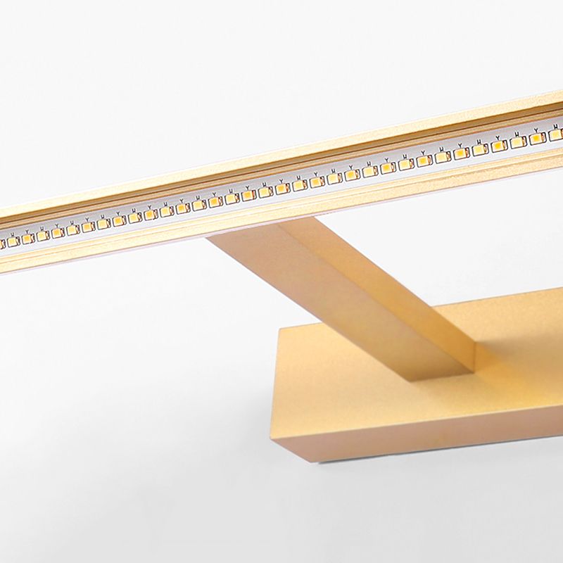 Metal Linear Shade Mirror Wall Lights Modern 1 Head Wall Mount Fixture in Gold