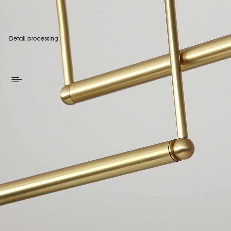 Gold Finish Linear Hanging Light Simplicity Metal Island Light with Ball White Glass Shade