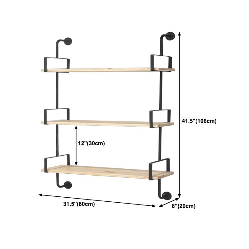 Industrial Wooden Floating Bookshelf Home Wall Mounted Bookcase