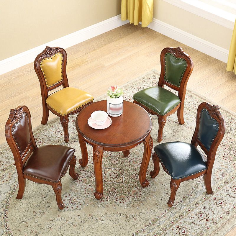 Traditional Wood Dining Armless Chair Open Back Dining Side Chair for Restaurant