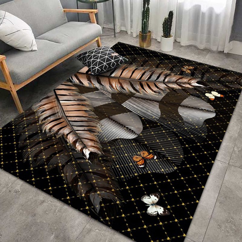 Gorgeous Grey Rug Polyester Feather Rug Washable Rug for Home Decor