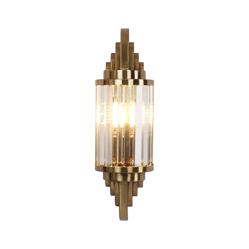 Crystal Crystal Cylinder Mincace Lumière moderne 1 Bulbe en laiton Flush Mount Murce pour le chevet