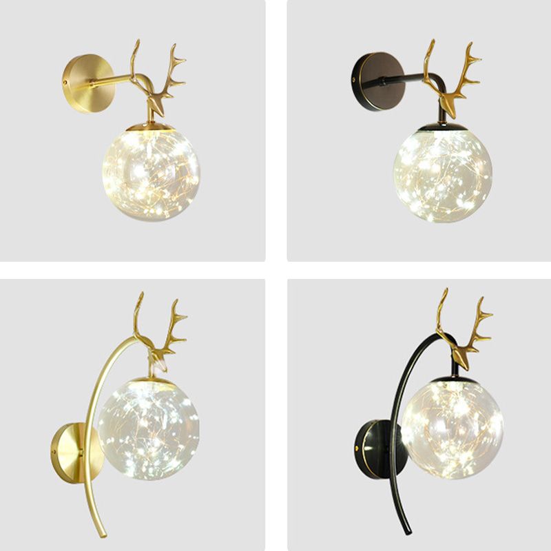 Lampade a parete in vetro trasparente globo a 1 luce moderna a montaggio a parete per soggiorno