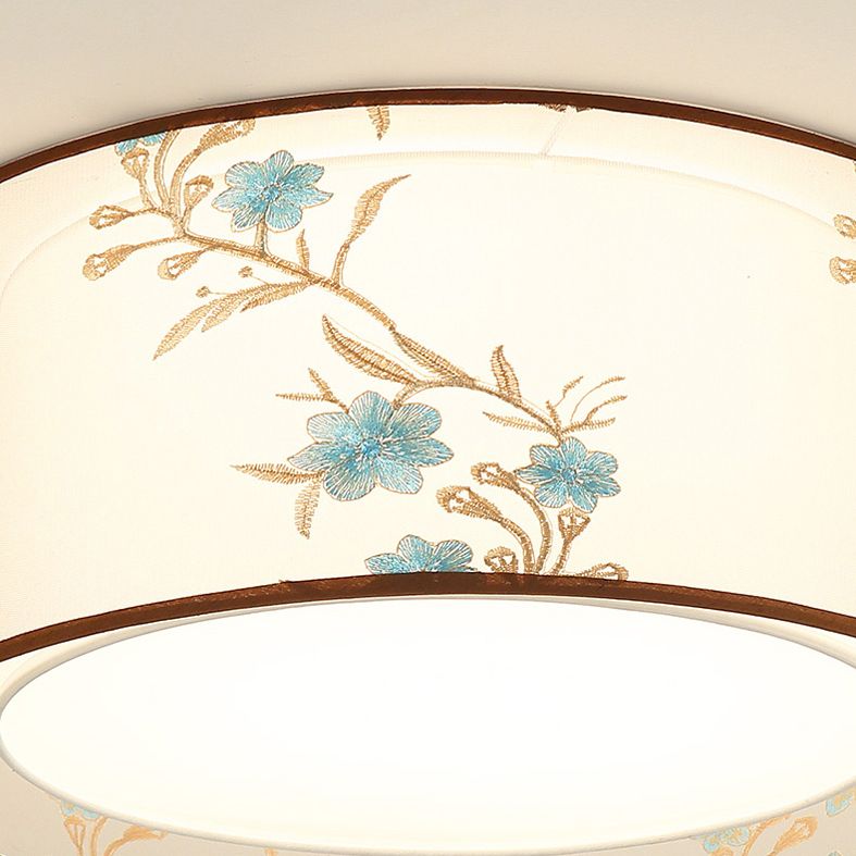 Luminaire monté au plafond géométrique pour chambre à coucher, luminaire encastré blanc en tissu Simple