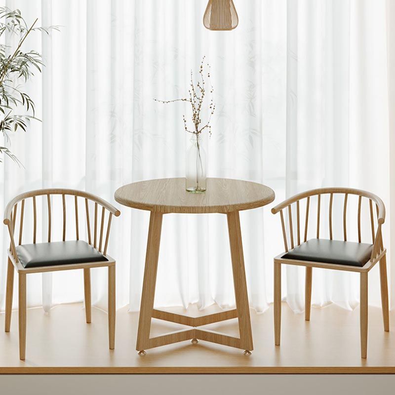 Round Wood Dining Table Sled Base Dining Table in Natural and Walnut