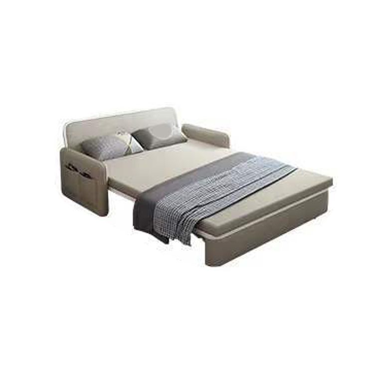 Contemporary 35.43" H Faux Leather Square Arm Sofa Bed for Apartment