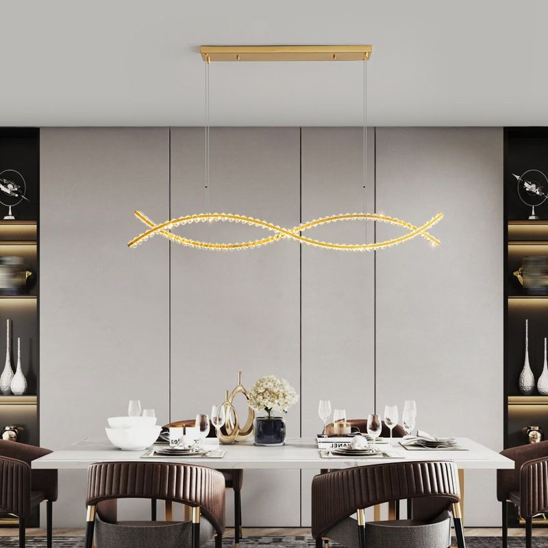 Modern 1/2-Light Golden Kitchen Island Lighting LED Ceiling Light