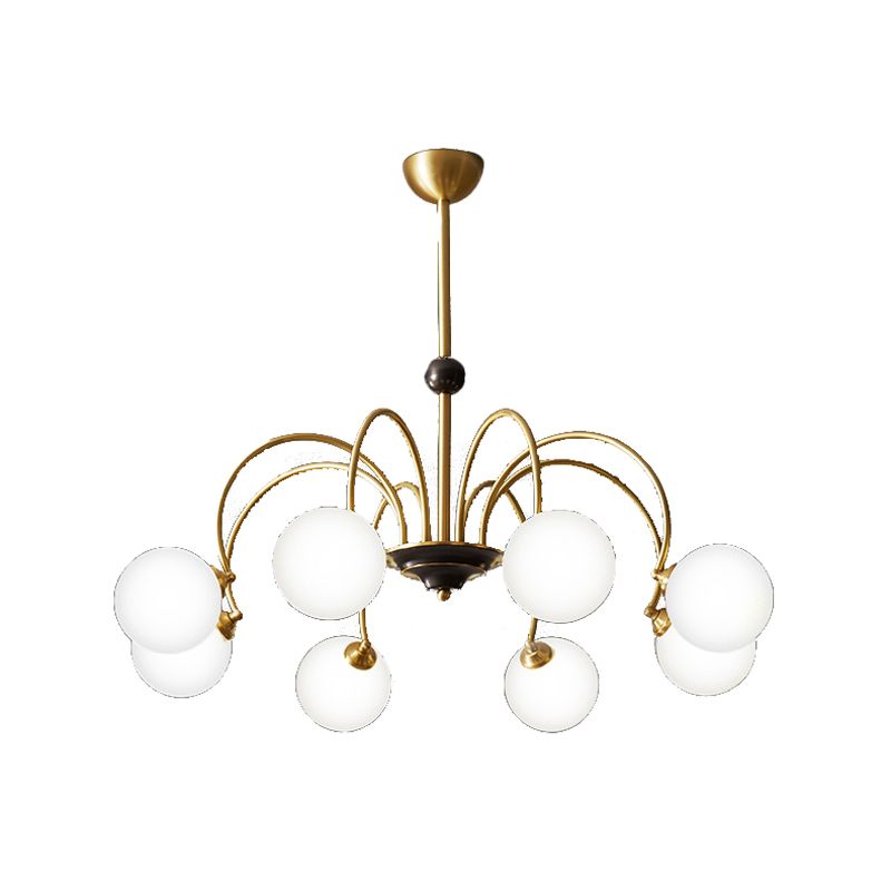 Gold Chandelier Light Fixtures Modern Multi-Head Hanging Pendant Lamps with Glass Shade