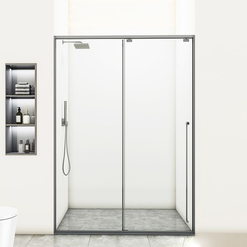 Gray Semi Frameless Stainless Steel Single Move Tempered Glass Shower Door