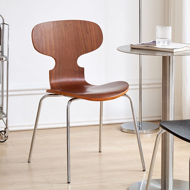Contemporary Solid Wood Stackable Armless Dining Chair for Home