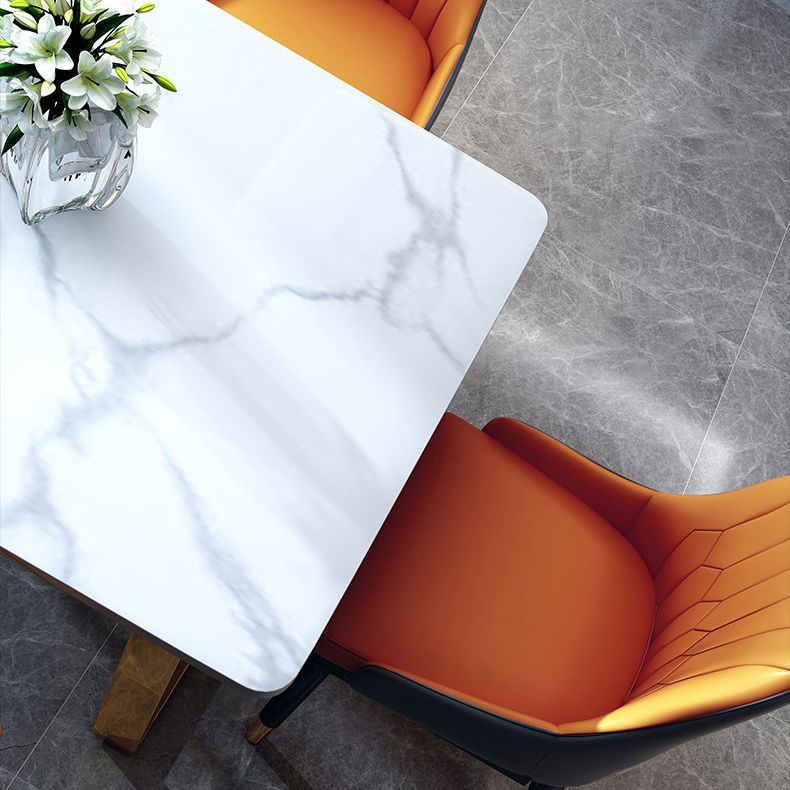 Traditional Luxury Sled Base Furniture Marble Dining Table for Dining Room