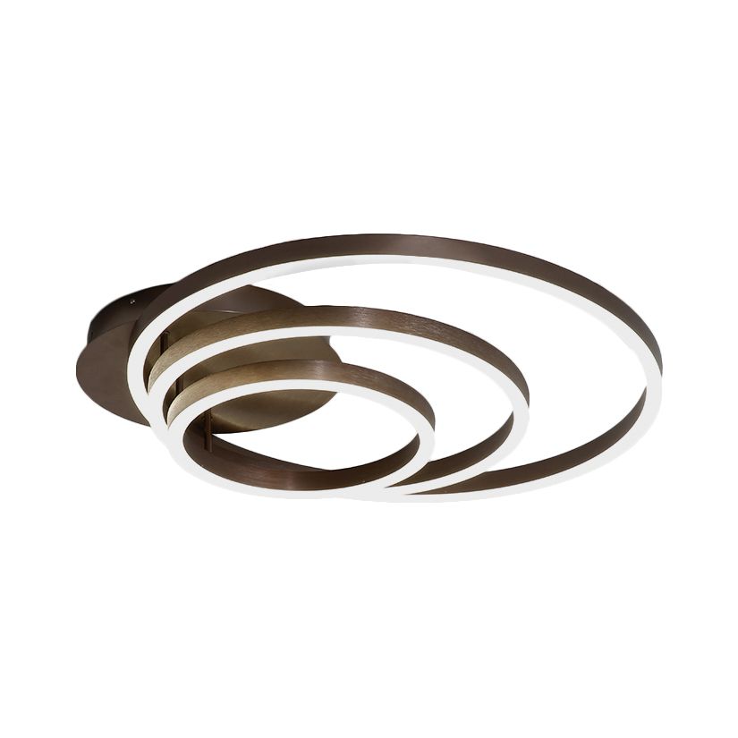 Zwart/bruin 1/2/3-ring semi-inbouwlicht eigentijds LED acryl plafondgemonteerd armatuur in warm/wit/natuurlijk licht, 16,5"/19,5"/23,5" breed