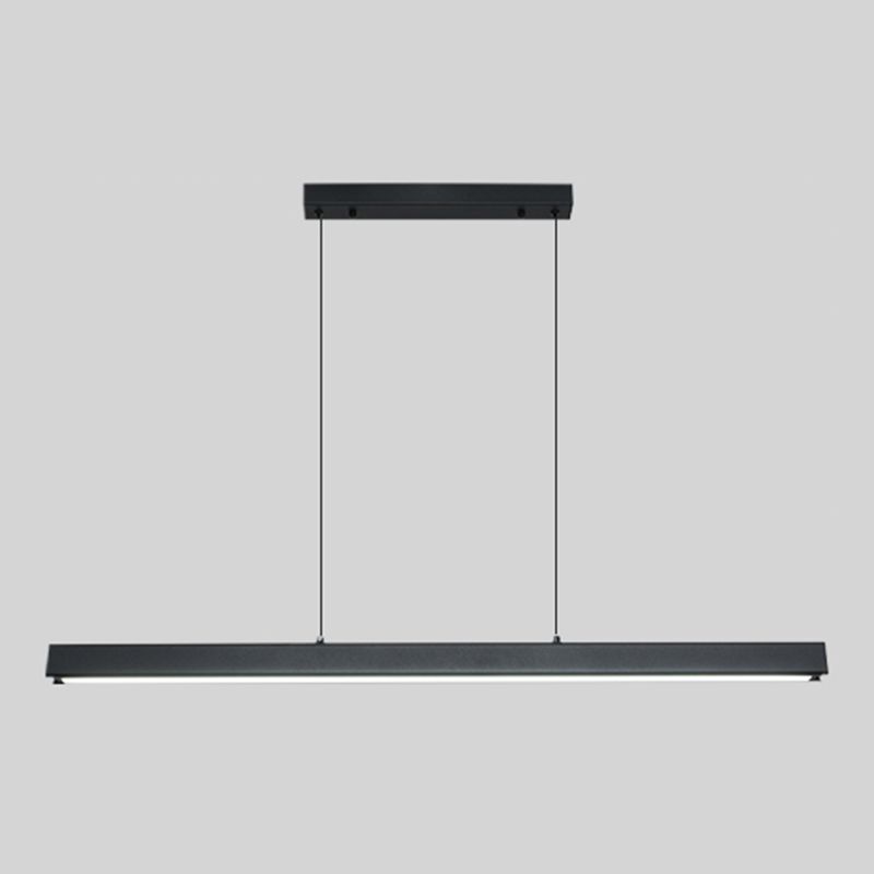 Black Metal Island Lighting Fixtures Modern 1-Light Linear Restaurant LED Suspension Lamp