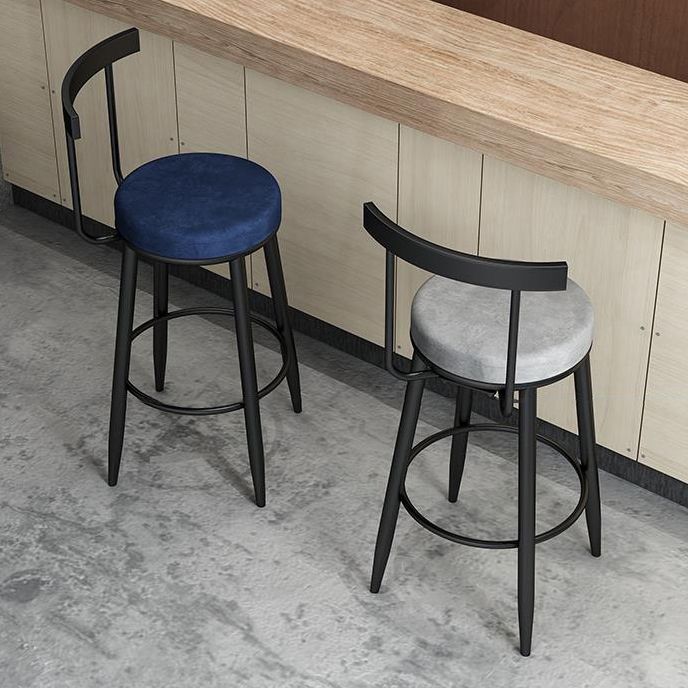 Contemporary Metal Barstool Fabric Upholstered Counter Stool in Matte Finish for Indoor