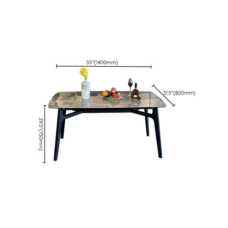 4 Legs Dining Table Rectangle Sintered Stone Table for Kitchen