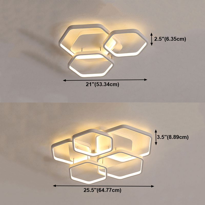 Modern Hexagon Flush Light Fixture Metal Flush Mount Ceiling Light in White