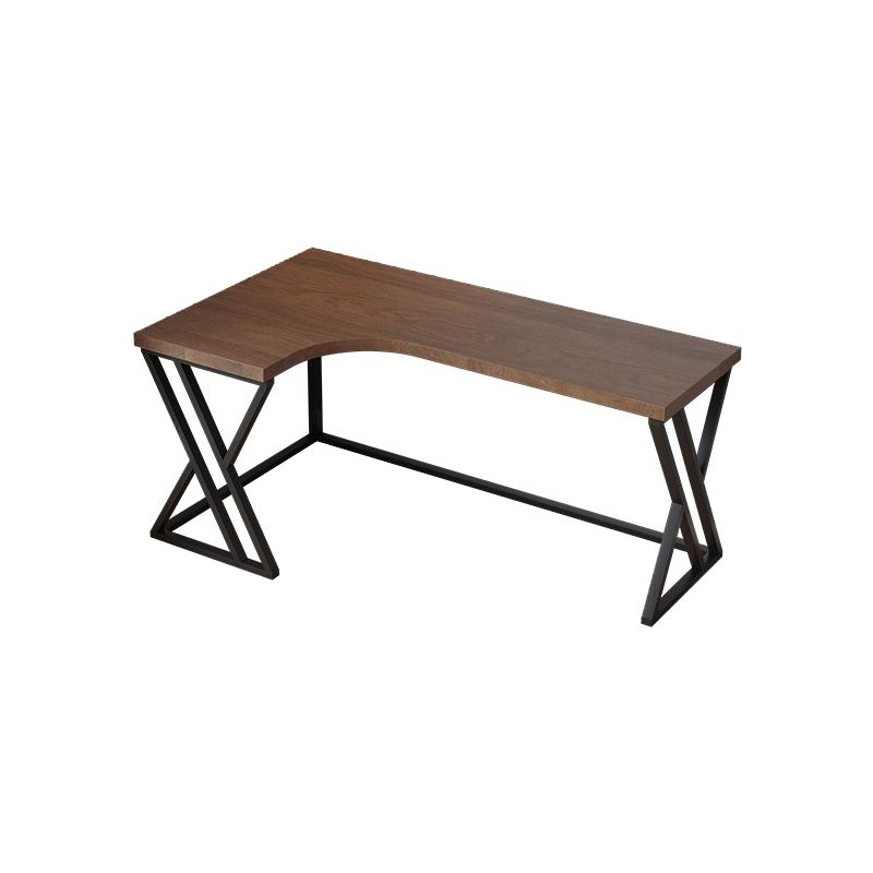 L-Shape Industrial Office Desk Solid Wood Fixed Writing Table