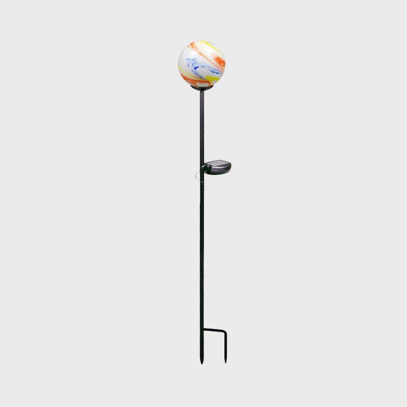 Modern Flamingo/Globe Solar Ground Light White and Orange/Pink Hand Blown Glass Patio LED Stake Lighting