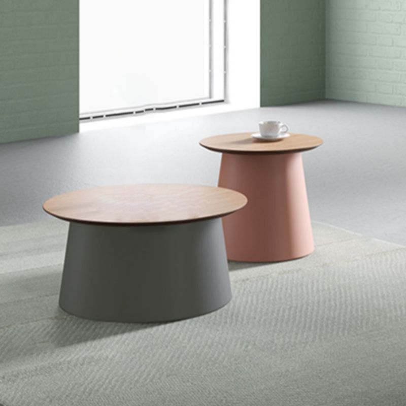 Modern Style Round Acrylic/wood Table with One Foot Base Coffee Table