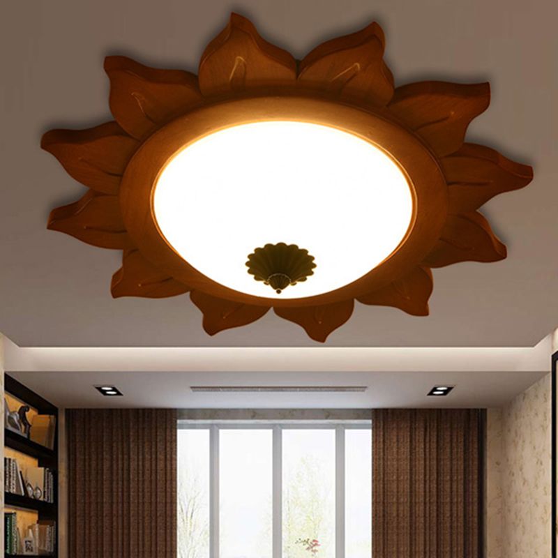 Plafonnier LED en verre opale, pare-soleil industriel, éclairage encastré, marron, pour salon