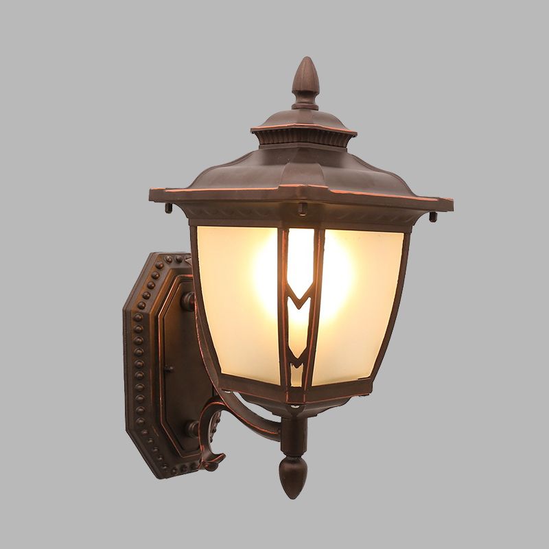Café 1-Light Wall Mount Location Lodges Grosted Glass Pincone Gald Mur Sconce éclairage pour extérieur