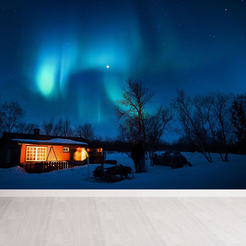 Contemporary Mural with Aurora Pattern Moisture Resistant Wall Covering for Wall Decor