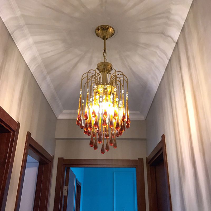 American Metal Chandelier Brown Brawn Tecrid Hasped Hanging Light for Bedroom