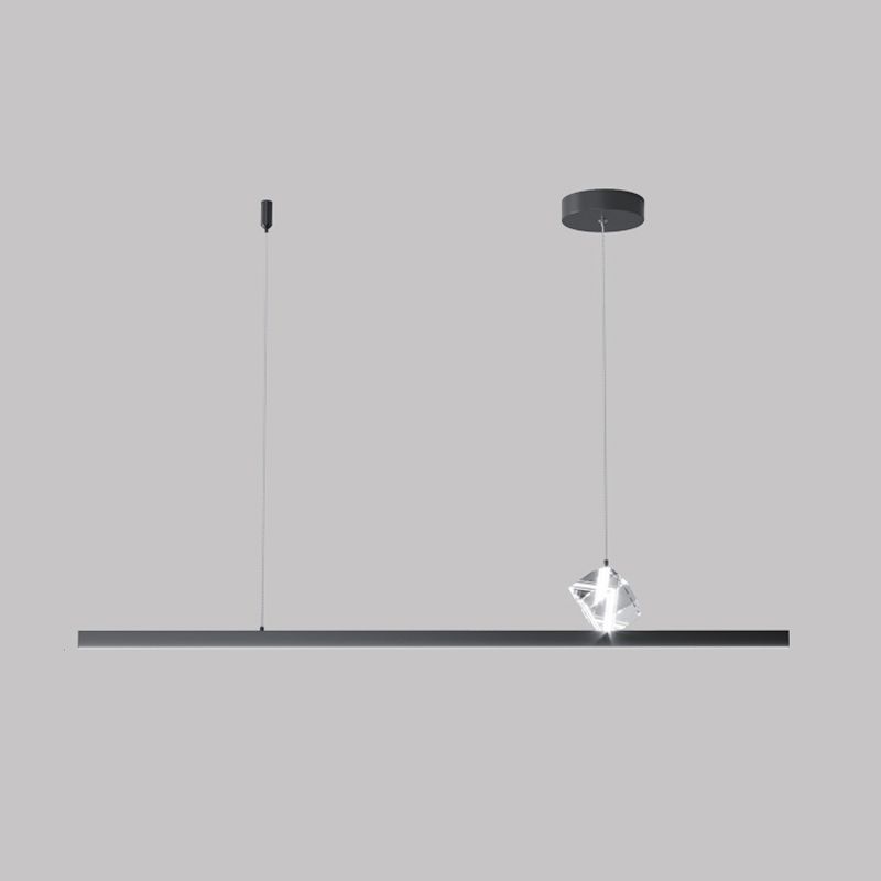 1 Light Linear Island Light Fixtures Modernism Crystal Island Pendant Lights for Kitchen