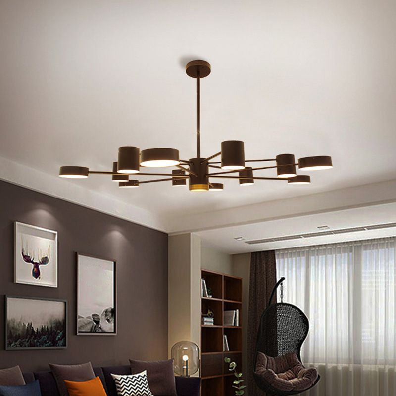 Black Spoke-Like Chandelier Lighting Fixture Simple Style Metal Pendant Chandelier