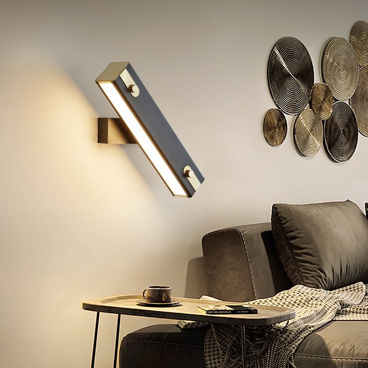 Lámpara de pared LED rectangular de aluminio en estilo creativo moderno de hierro forjado aplastador de pared giratoria con sombra acrílica