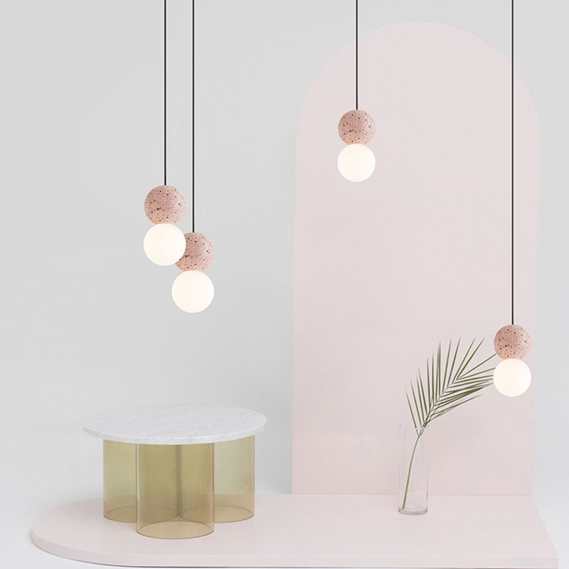 1 Light Stone Pendant Light Modern Minimalist Suspension Lighting for Bedroom