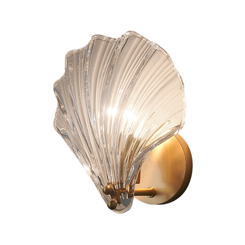 Nordic Style Wall Light Shell Shape Wall Lamp with Glass Shade for Bedroom