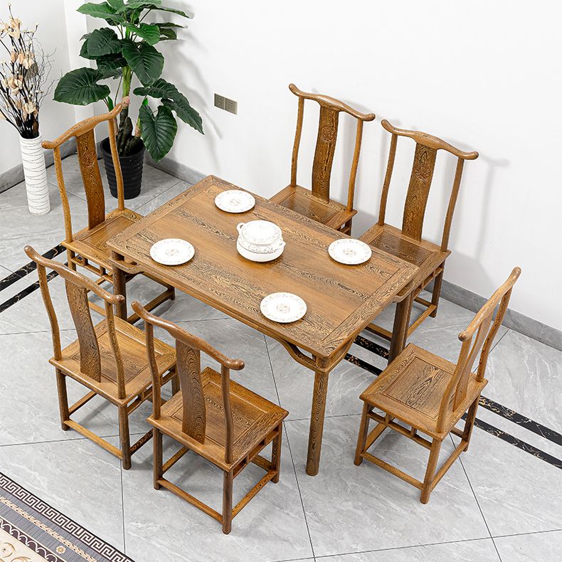 Traditional Style Solid Wood Dining Set with Rectangle Shape Table and 4 Legs Base