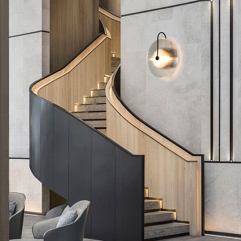 Hedendaagse 1-licht wandkandelcirkelcirkel Glazen wand gemonteerd licht voor woonkamer