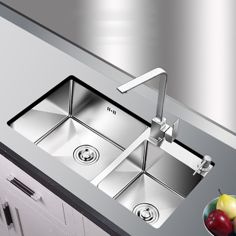 Kitchen Double Sink Stainless Steel Modern Style Drop-In Kitchen Sink