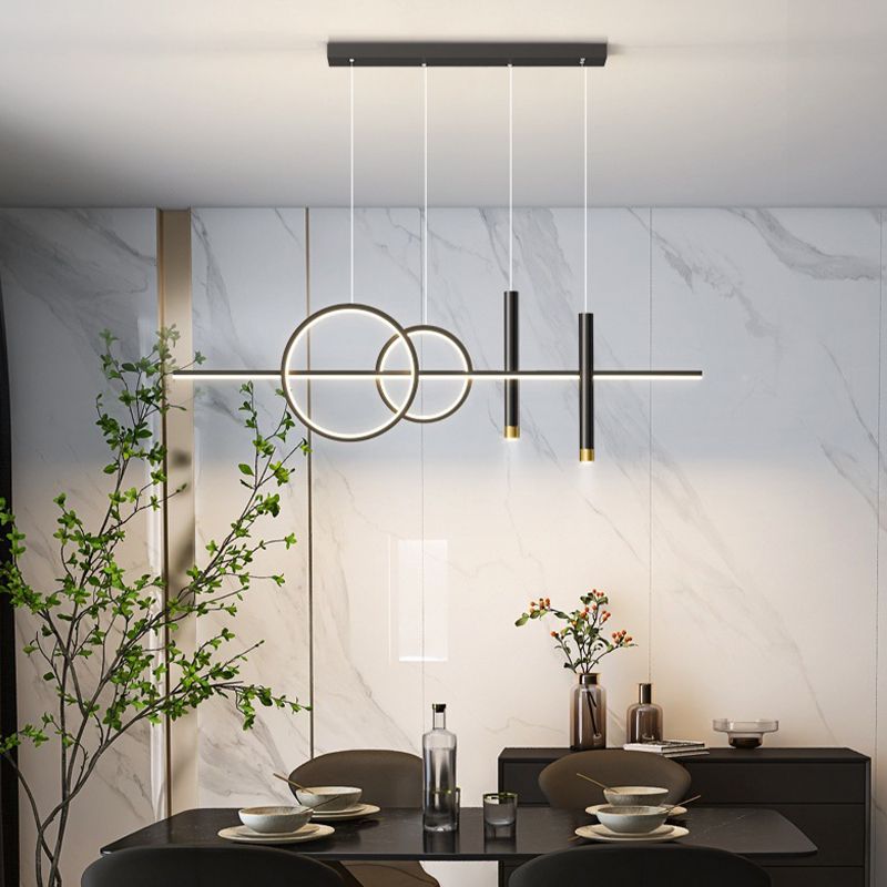 Unique Shape Hanging Lamp Metal Island Chandelier Lights for Dining Room