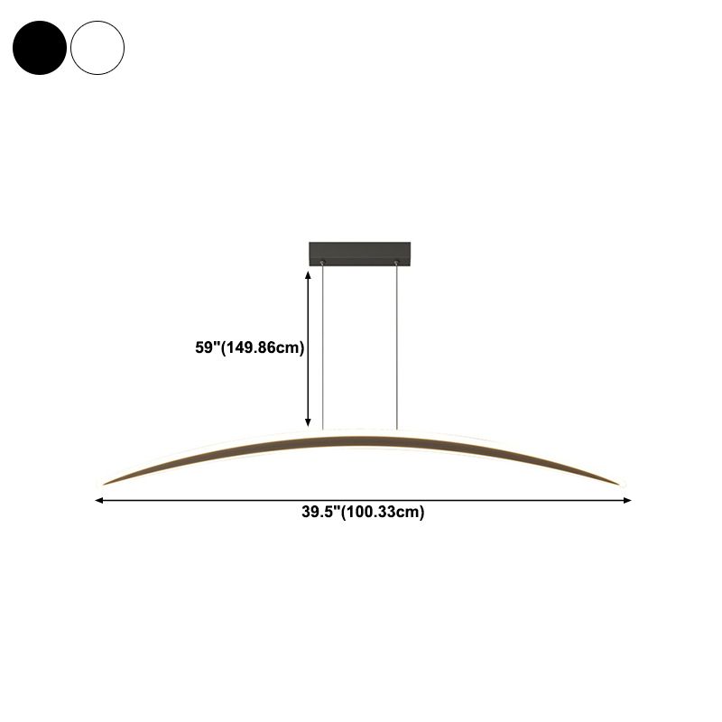 Simple Curved Hanging Island Light Metal LED Dining Room Island Ceiling Light