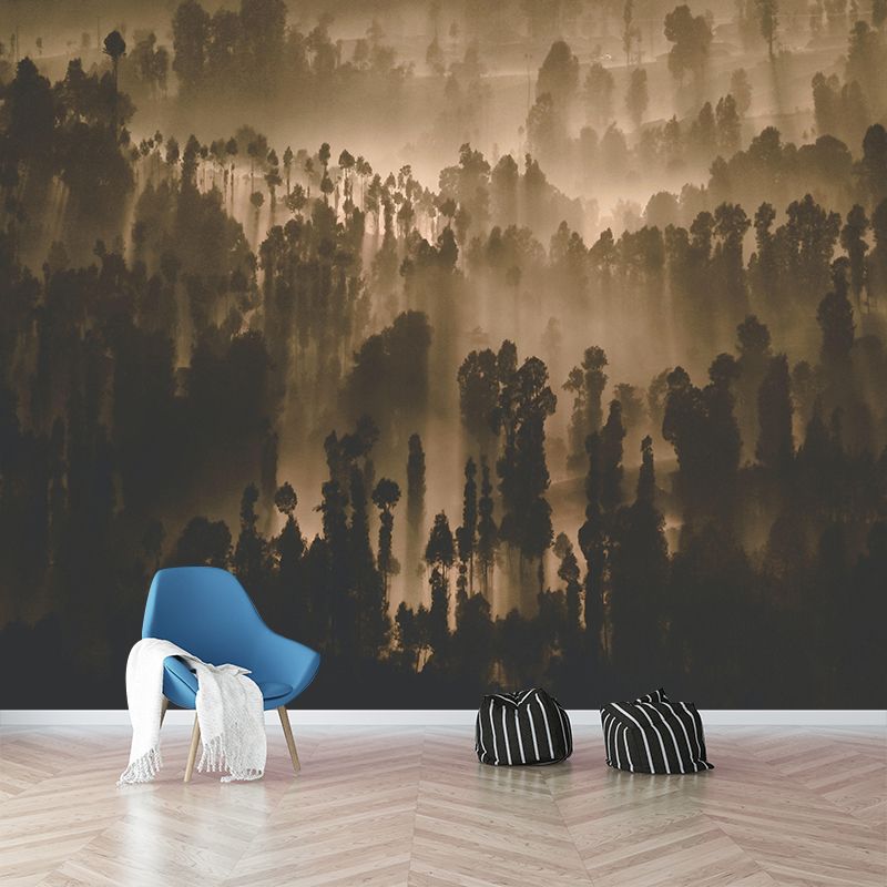 Papier peint mural forêt naturelle, décoration murale moderniste écologique en couleur douce