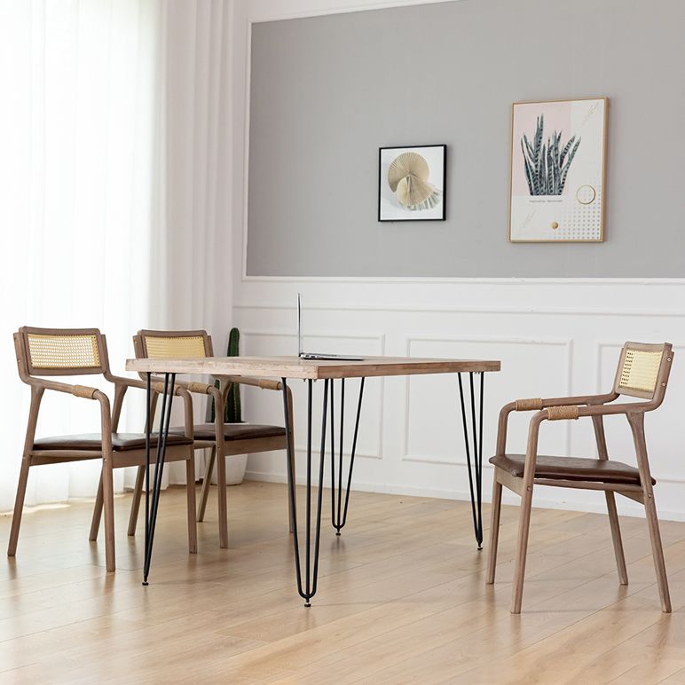Traditional Style Rubberwood Chairs Kitchen Open Back Dining Side Chair