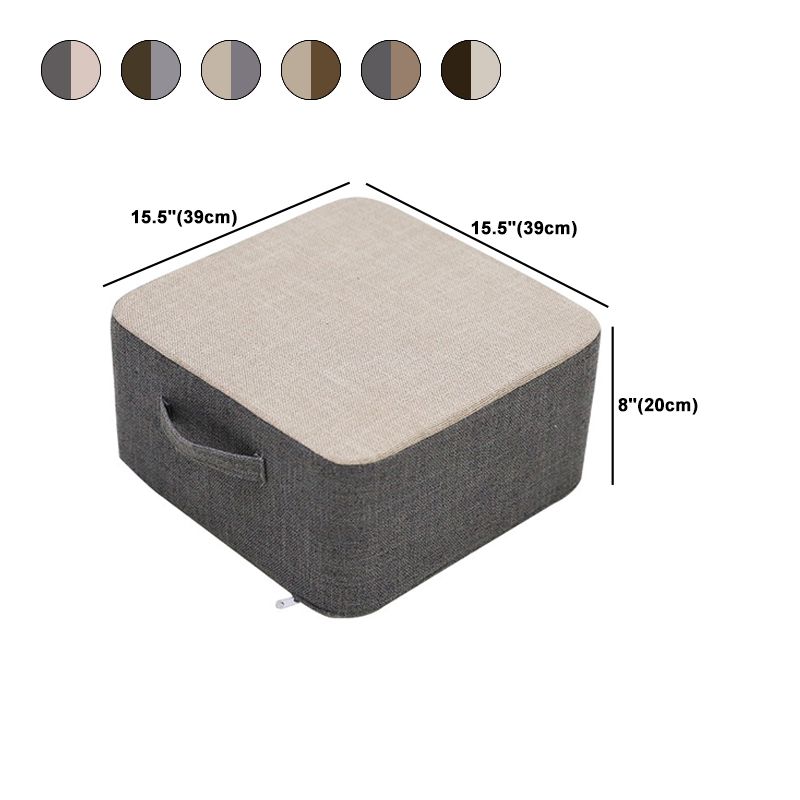 Casual Cotton Pouf Chair Contrast Color Square Upholstered Ottoman Stool