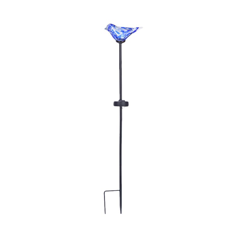 Bird Garden Decoration Stake Lamp Blue/Yellow/Orange Glass Modernist LED Solar Path Light in Black