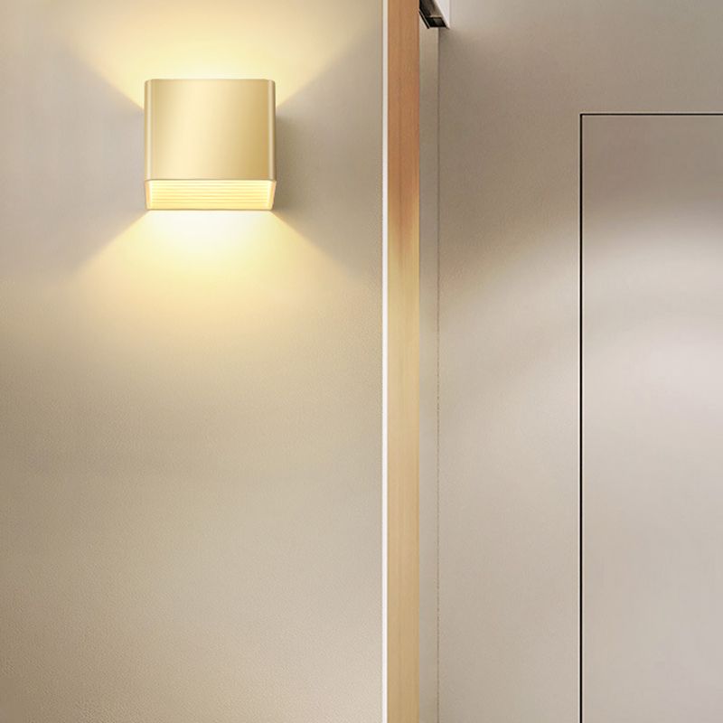 Modern Golden Wall Mounted Sconce Rectangle 2 Lights Shaded Wall Light