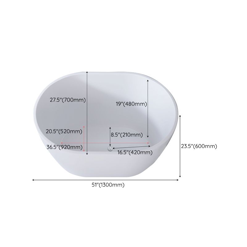 Modern Oval Soaking Bath Tub Freestanding Acrylic-Fiberglass Bath Tub