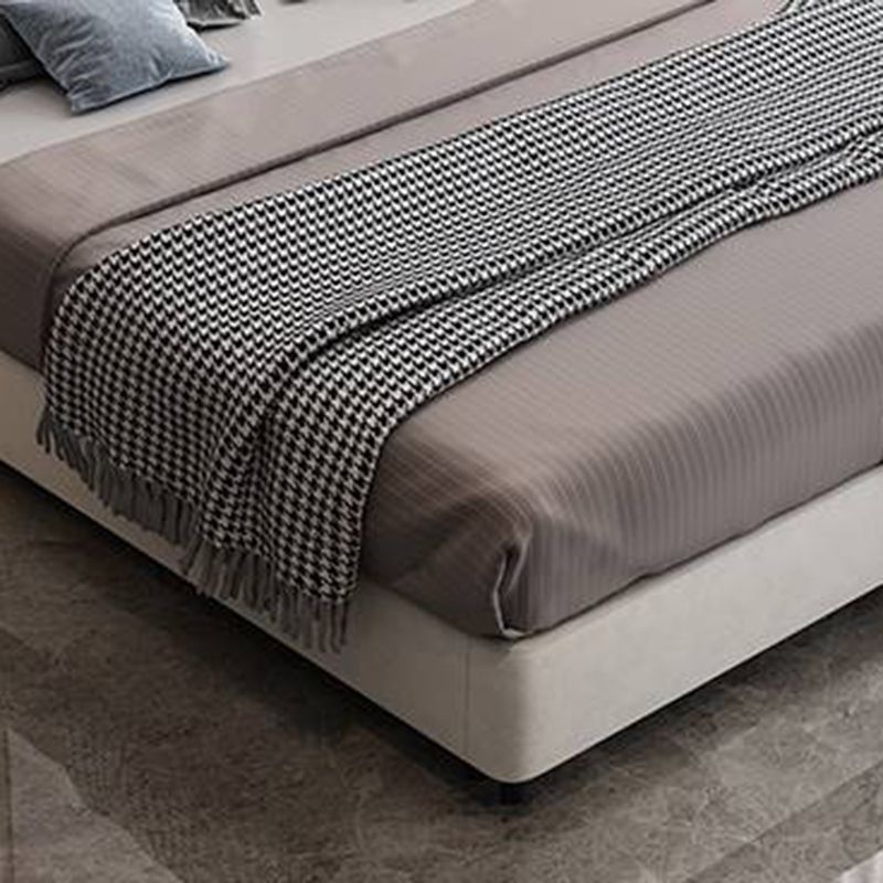 Contemporary Panel Bed Pine Wood Standard Bed with Metal Legs