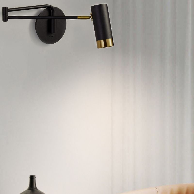 Modern Creative 1-Light Wall Lamp Cylindrical Iron Wall Light for Bedroom