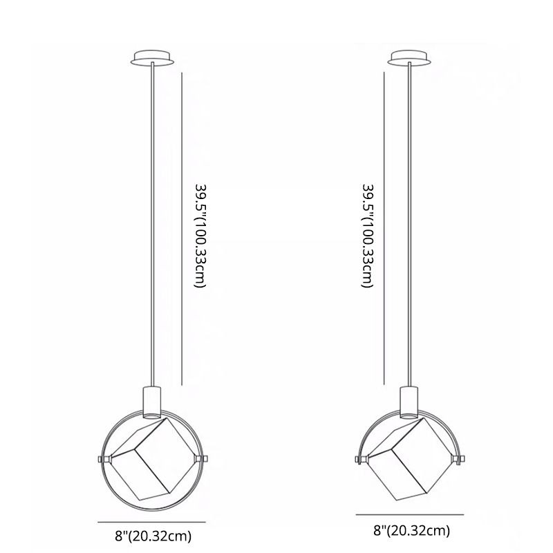 Post-modern Style Mini LED Pendant Light Square Crystal Shade Design Home Decorative Lighting Fixture in Gold