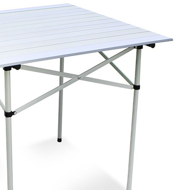 Contemporary Aluminum Frame Patio Table Square Silver Dining Table