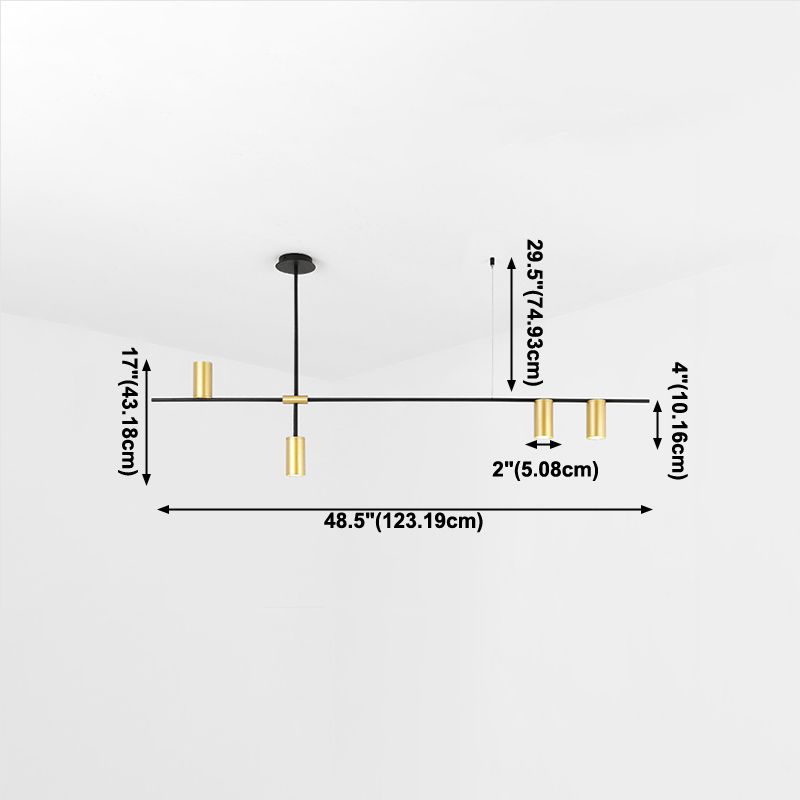 Accesorios de iluminación de la isla de cilindro modernos Luz de metal de lámparas de metal
